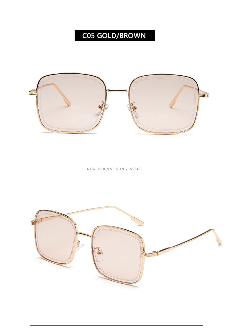 New Korean Style Fashion Metal Square Sunglasses Men And Women Transparent Trend All-Match Sunglasses
