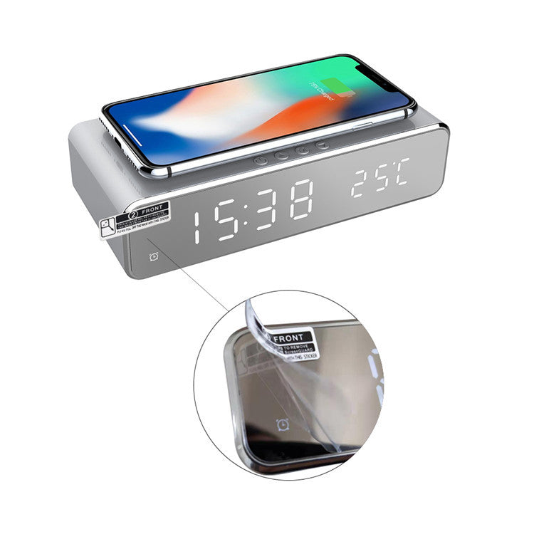 Smart LED Wecker mit Wireless Charging – Temperaturanzeige, Schwarz & Silber
