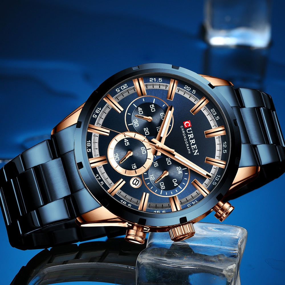 CURREN Herren Chronograph Quarzuhr – Edelstahl Sportuhren