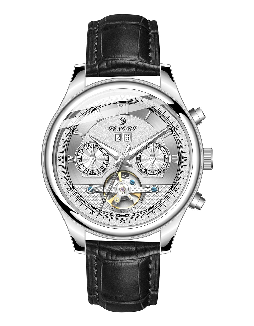 SenorsSN170 Automatische Herrenuhr – Luxus Militär Lederarmband Chronograph