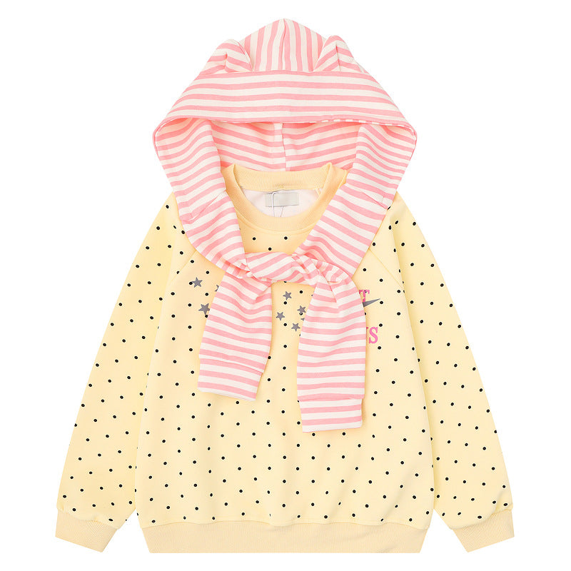 Mint Blue Wave Star Printed Shawl Two Piece Hoodie Set
