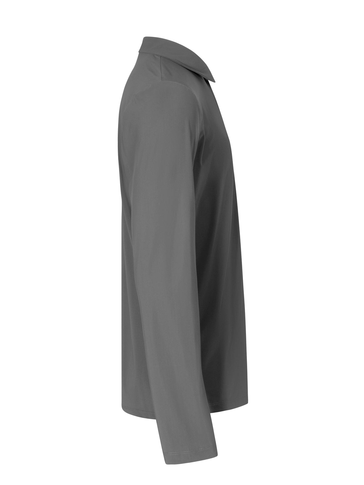 Herren UV-Poloshirt mit Langarm und Knopfleiste – Grau (UPF 50+)