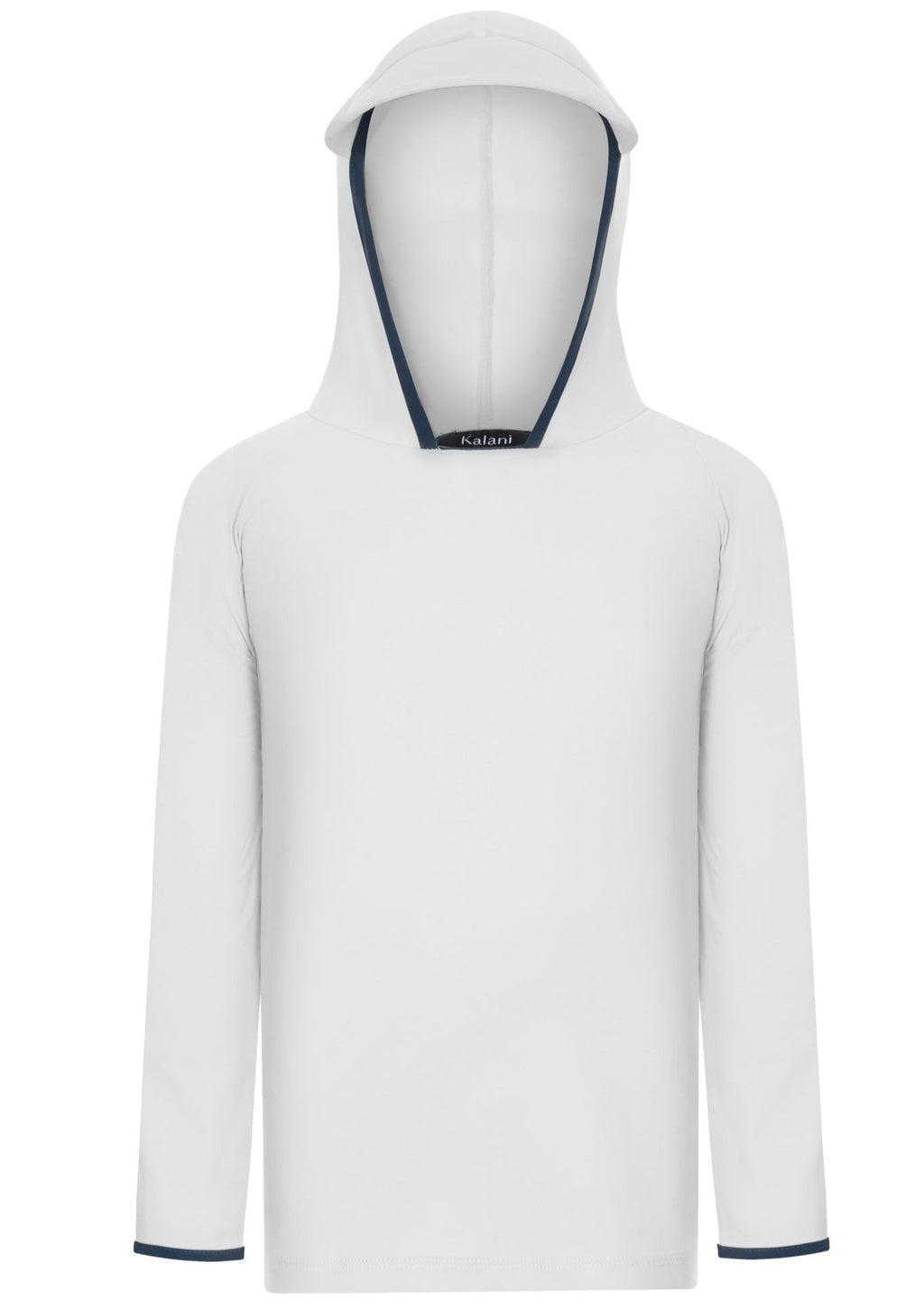 Kinder UV-Langarmshirt mit integrierter Mütze – Weiss (UPF 50)