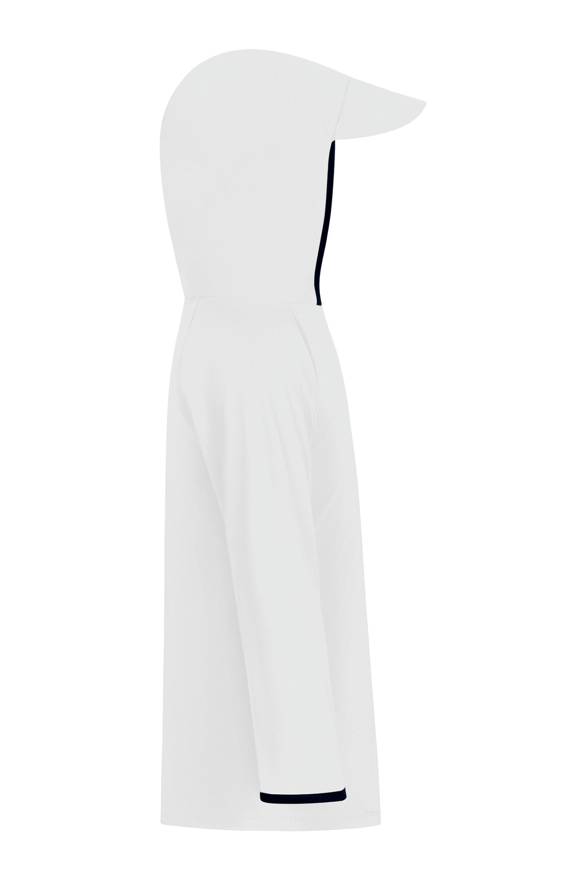 Kinder UV-Langarmshirt mit integrierter Mütze – Weiss (UPF 50)