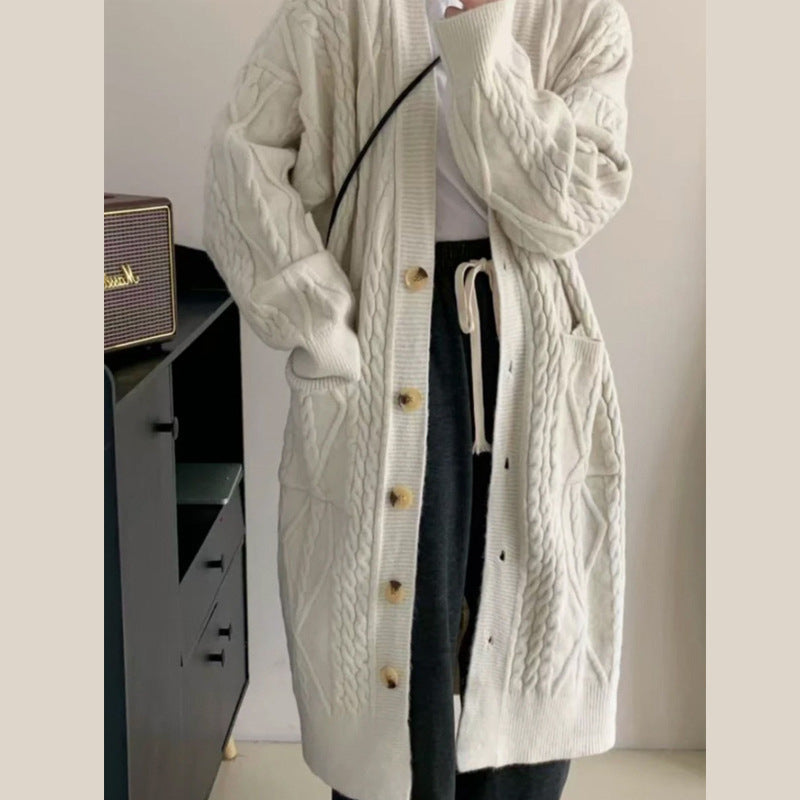 Lange Strickjacke Damen mit V-Ausschnitt – Casual & Lässig