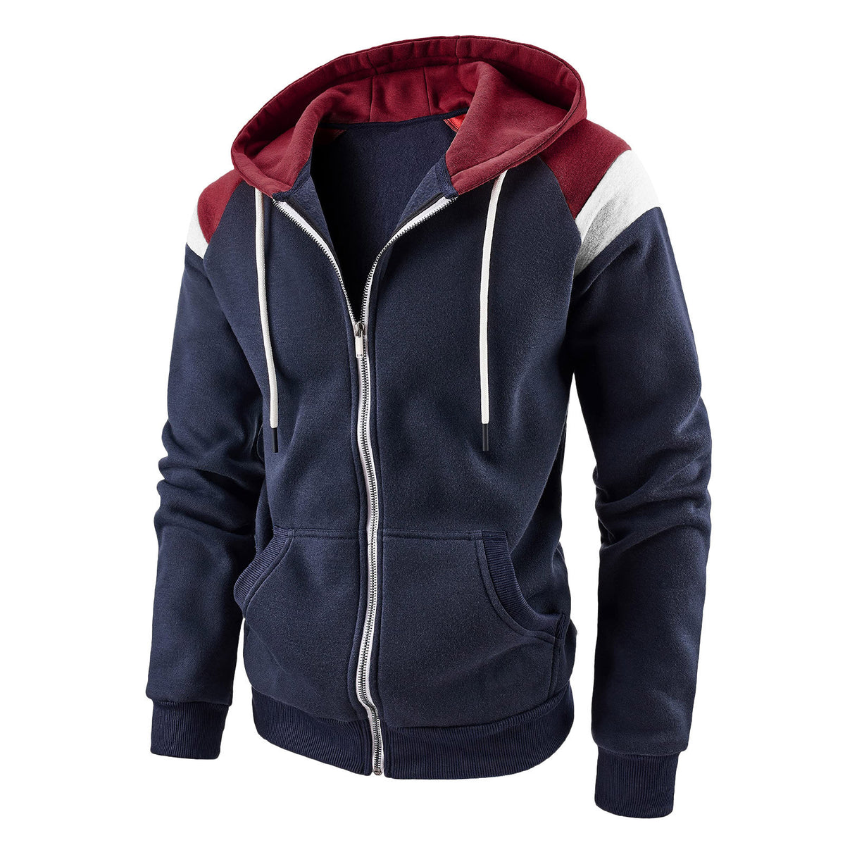 Men's Color Block Long Sleeve Hooded Casual Sweatshirt