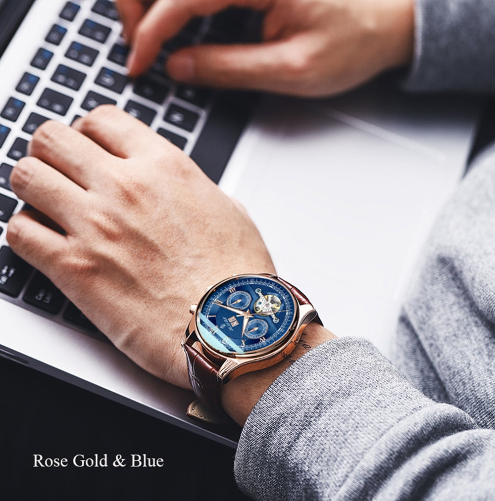 SenorsSN170 Automatische Herrenuhr – Luxus Militär Lederarmband Chronograph