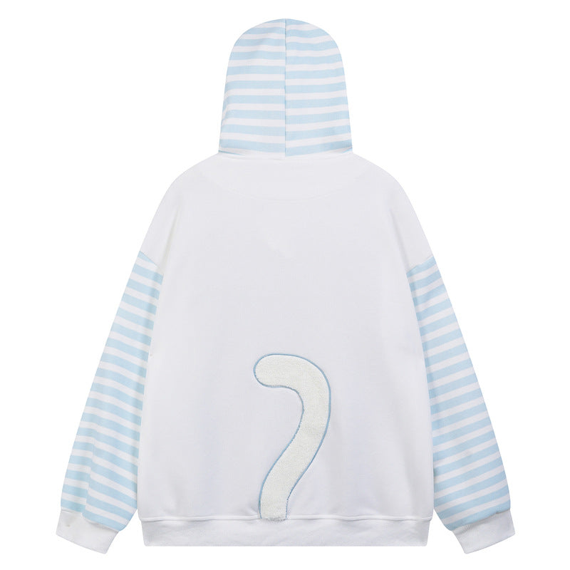 Damen Kapuzenjacke Streifen Patchwork – Stickerei Fischgrät Hoodie Jacke