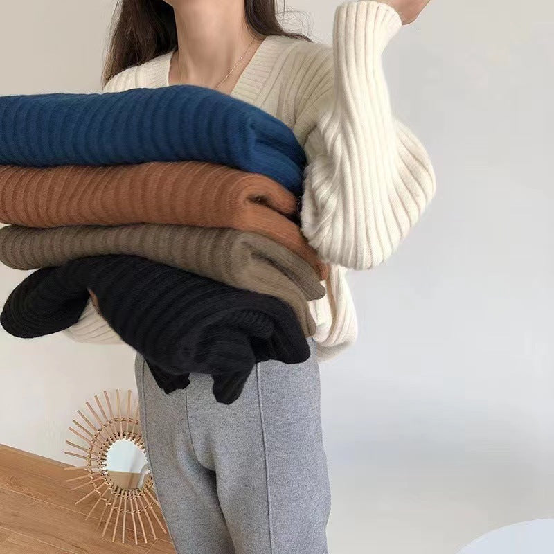 Damen Strickpullover V-Ausschnitt – Locker & Vielseitig