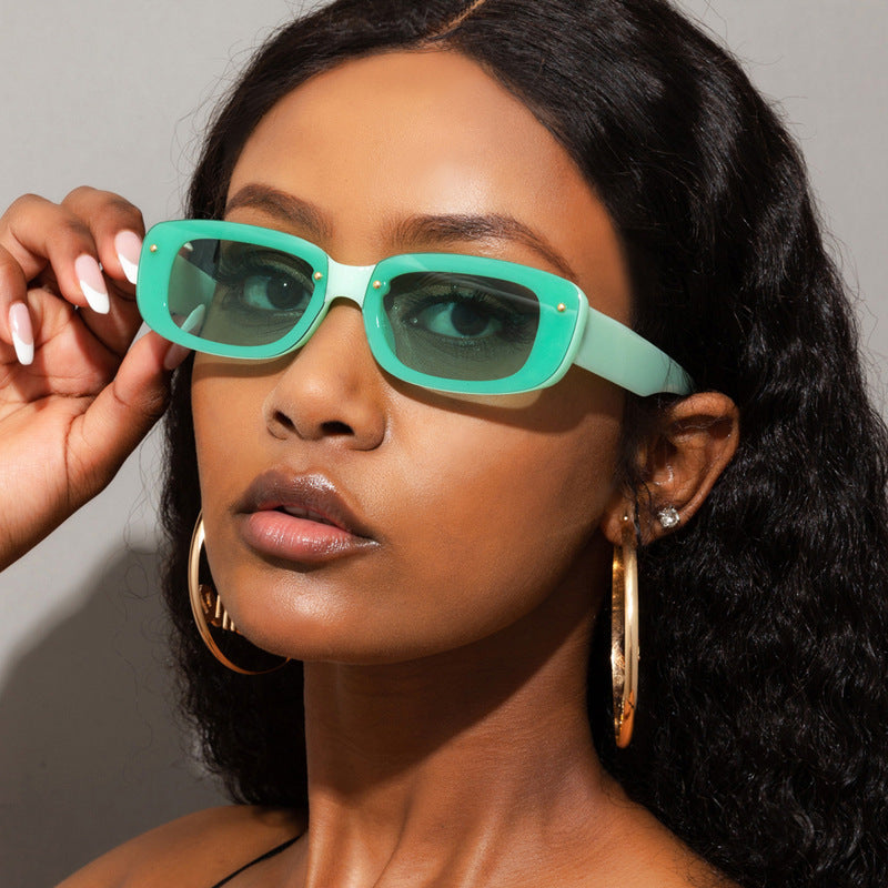 New Fashion Small Frame Square Sunglasses Men And Women Hit Color Glasses Ins Wind Street Shooting Sunglasses
