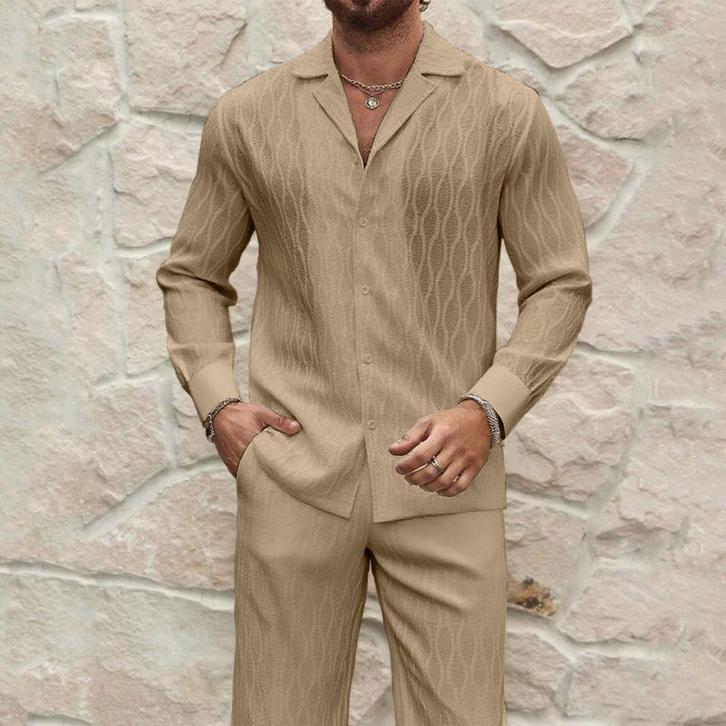 Comfortable Long Sleeve and Long Pants Sports Fashion Set for Men, Casual Autumn/Winter Outfit
