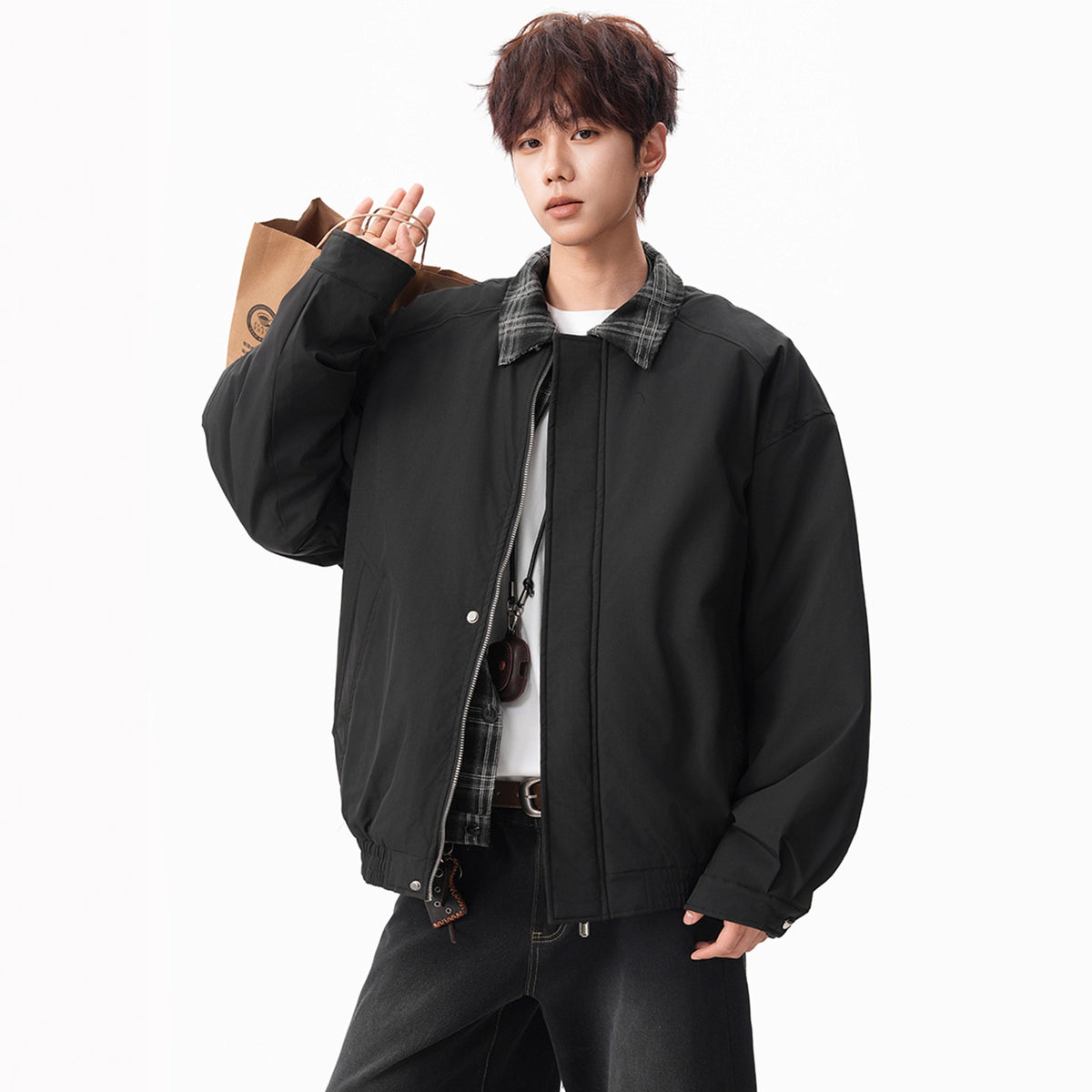 Herren Karo Steppjacke – Warm, Loose Fit, Streetwear Winterjacke
