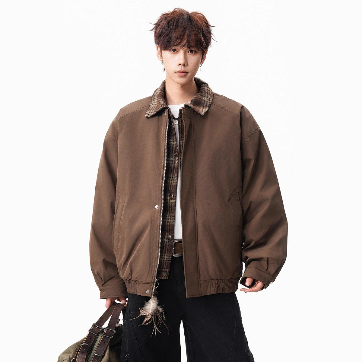 Herren Karo Steppjacke – Warm, Loose Fit, Streetwear Winterjacke
