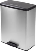 Curver Decobin Abfalleimer – 65 Liter, Rechteckig, Silber Metallic