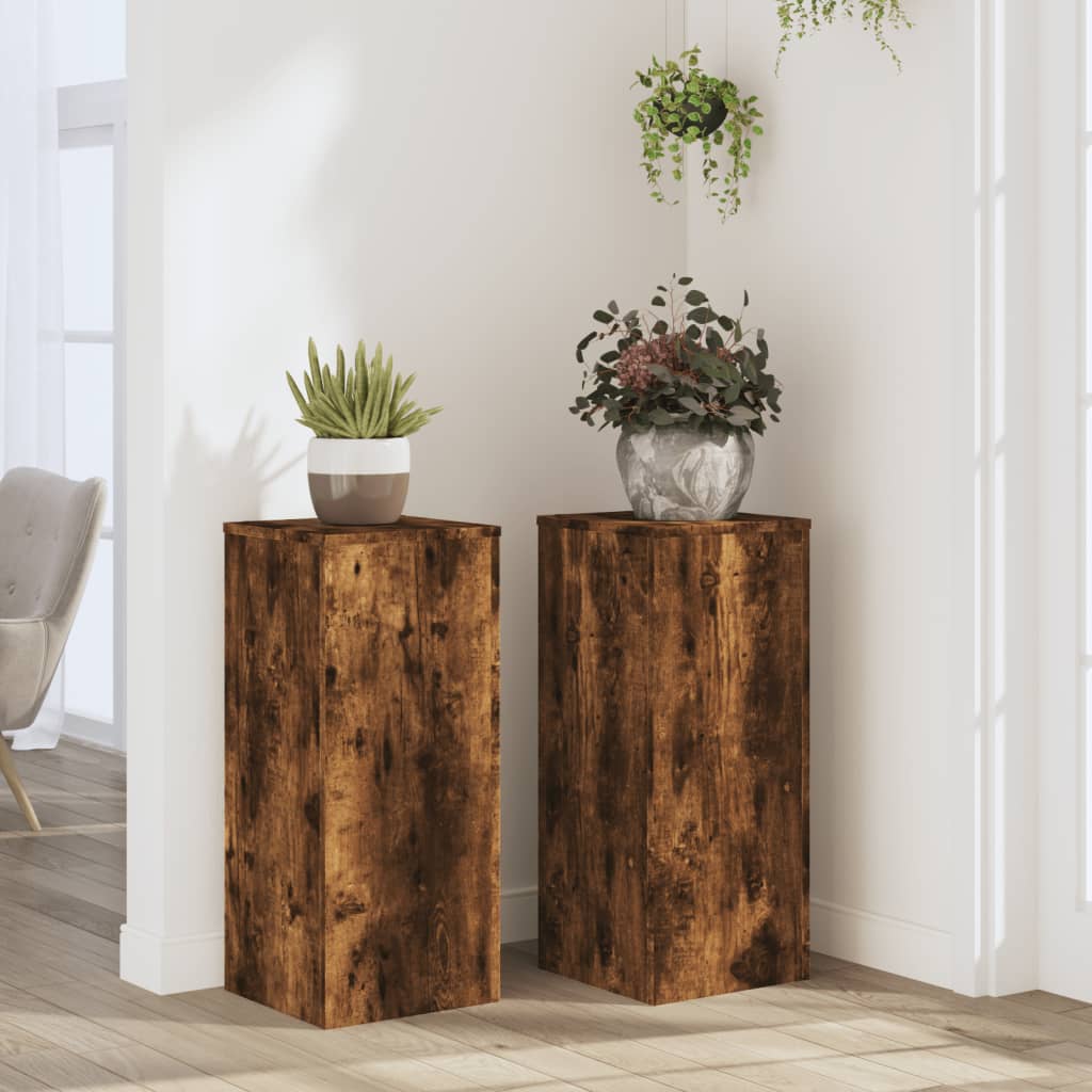Pflanzenständer 2er-Set – 30 × 30 × 70 cm, Holzwerkstoff, Smoked Oak