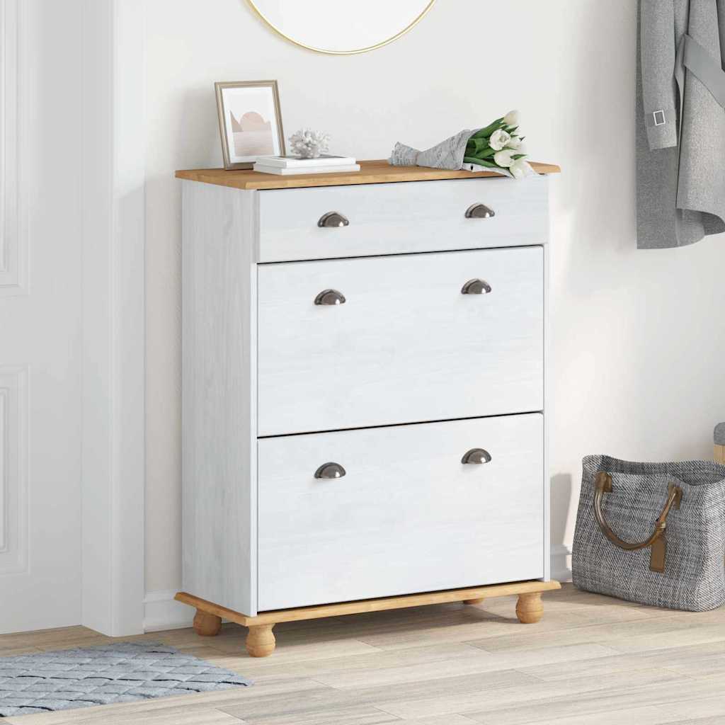 Schuhschrank „Askim“ – Weiss, 85 × 35 × 108 cm, Massivkiefer