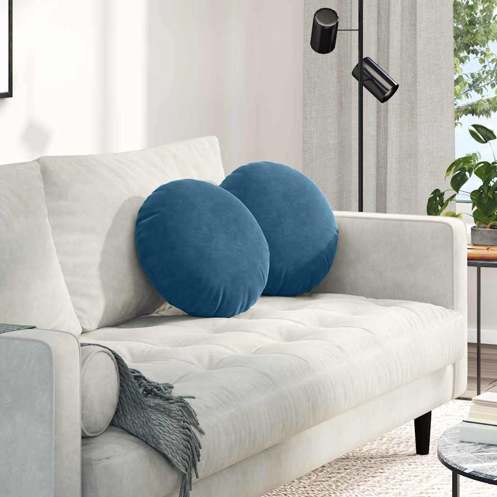 VidaXL Sitzkissen 2er-Set Blau ø 40 x 13 cm – Samt
