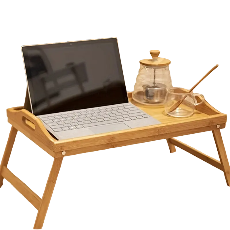 Bambus Laptop-Tisch klappbar – Höhenverstellbar, 50x30cm, Natur