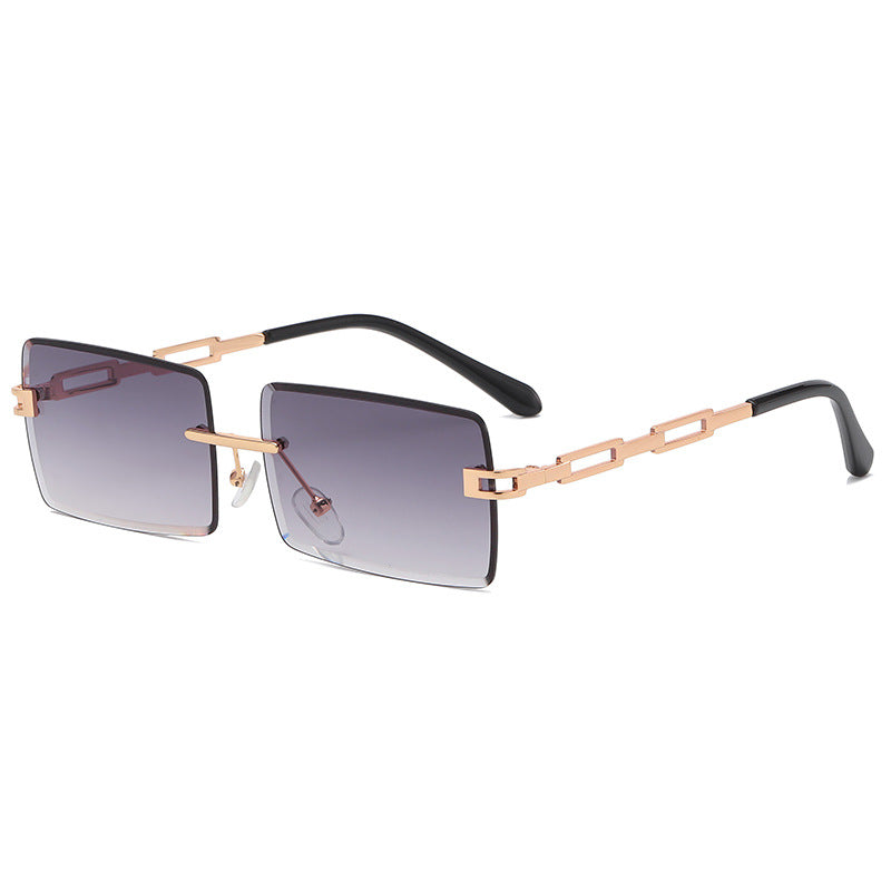 New Fashion Square Sunglasses Metal Hollow Frameless Sunglasses Men And Women Hipster Street Shot Glasses