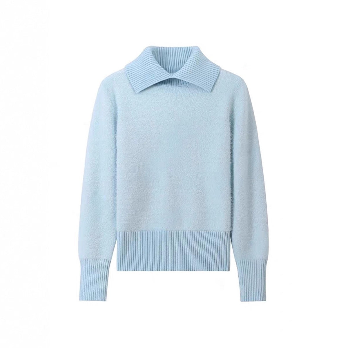 Damen Strickpullover mit Umlegekragen – Warm & Bequem