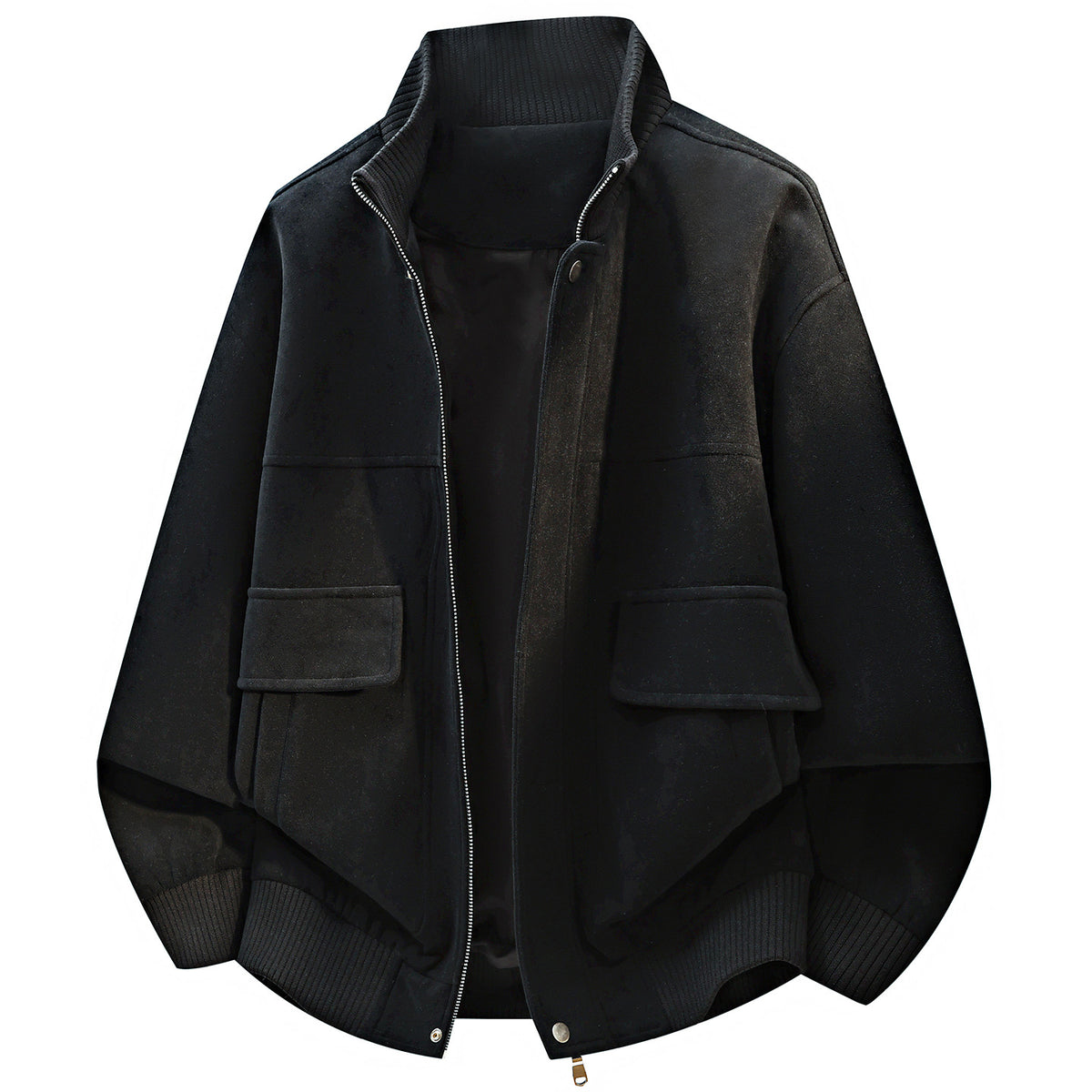 Herren Workwear Jacke – Vintage Teddystoff, Stehkragen