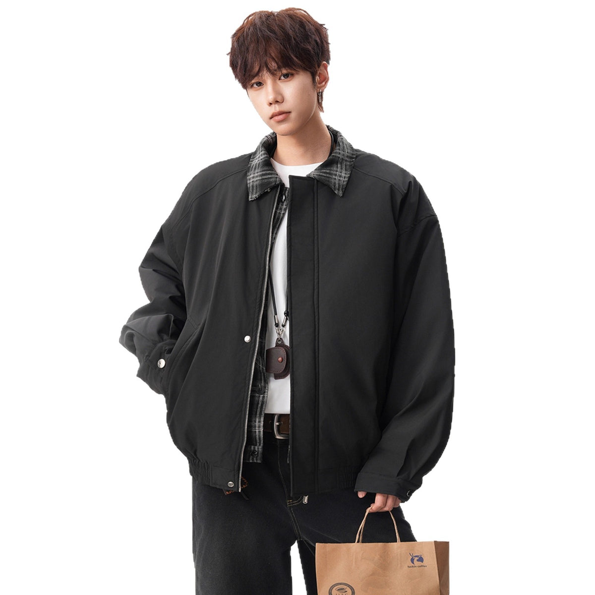 Herren Karo Steppjacke – Warm, Loose Fit, Streetwear Winterjacke