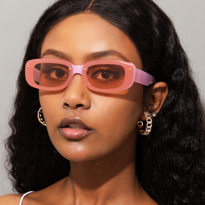 New Fashion Small Frame Square Sunglasses Men And Women Hit Color Glasses Ins Wind Street Shooting Sunglasses