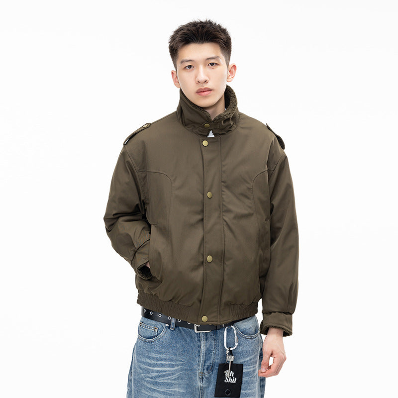 Herren Vintage Lapel Jacke Zweiteilig – Dicke Baumwolljacke Streetwear