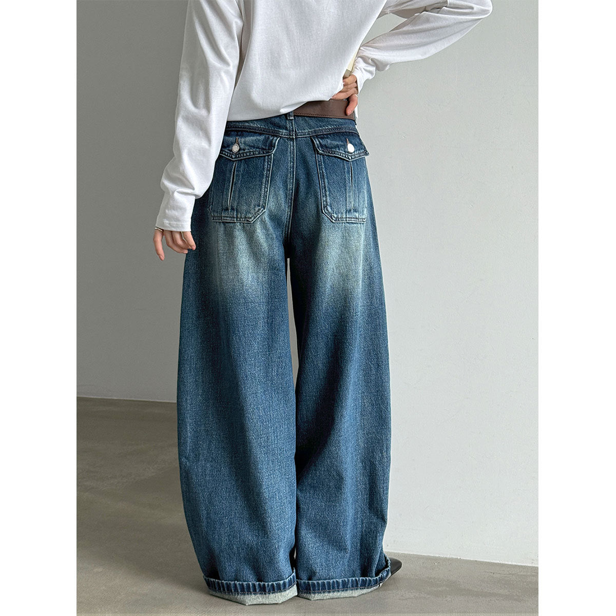 High-Waist Wide-Leg Jeans Damen – Vintage Washed & Zeitlos