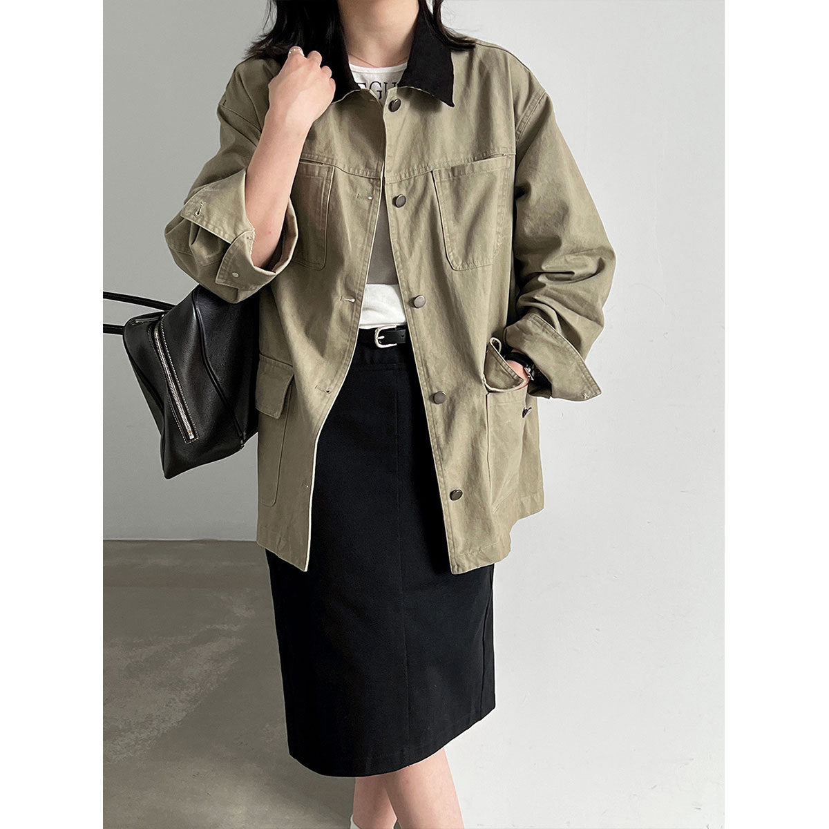 Deer West Cordhemdjacke mit Farbblock-Design & Patchwork – Damen Herbstjacke mit großen Taschen
