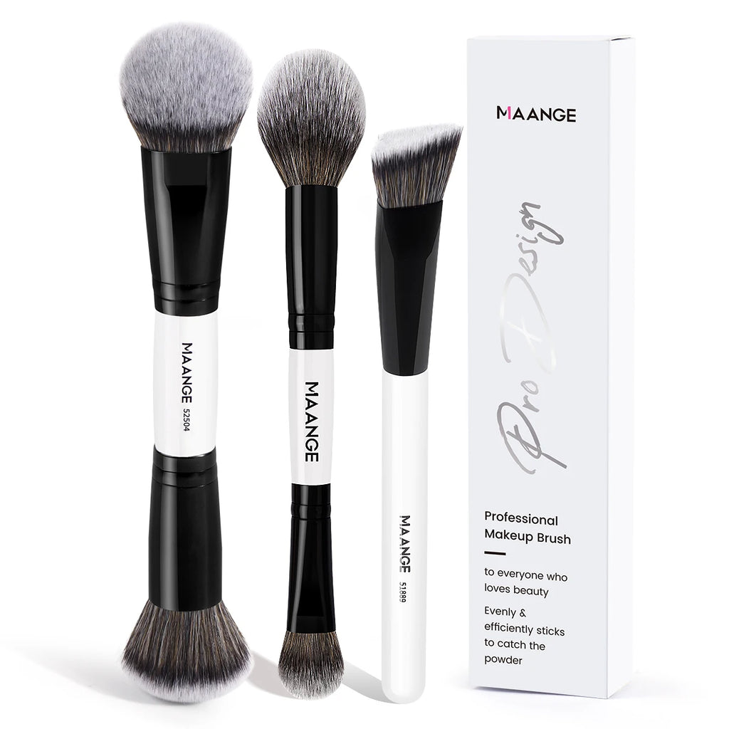 Make-up Pinsel Set 3-teilig – Synthetische Fasern für Foundation, Concealer & Bronzer