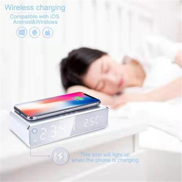 Smart LED Wecker mit Wireless Charging – Temperaturanzeige, Schwarz & Silber