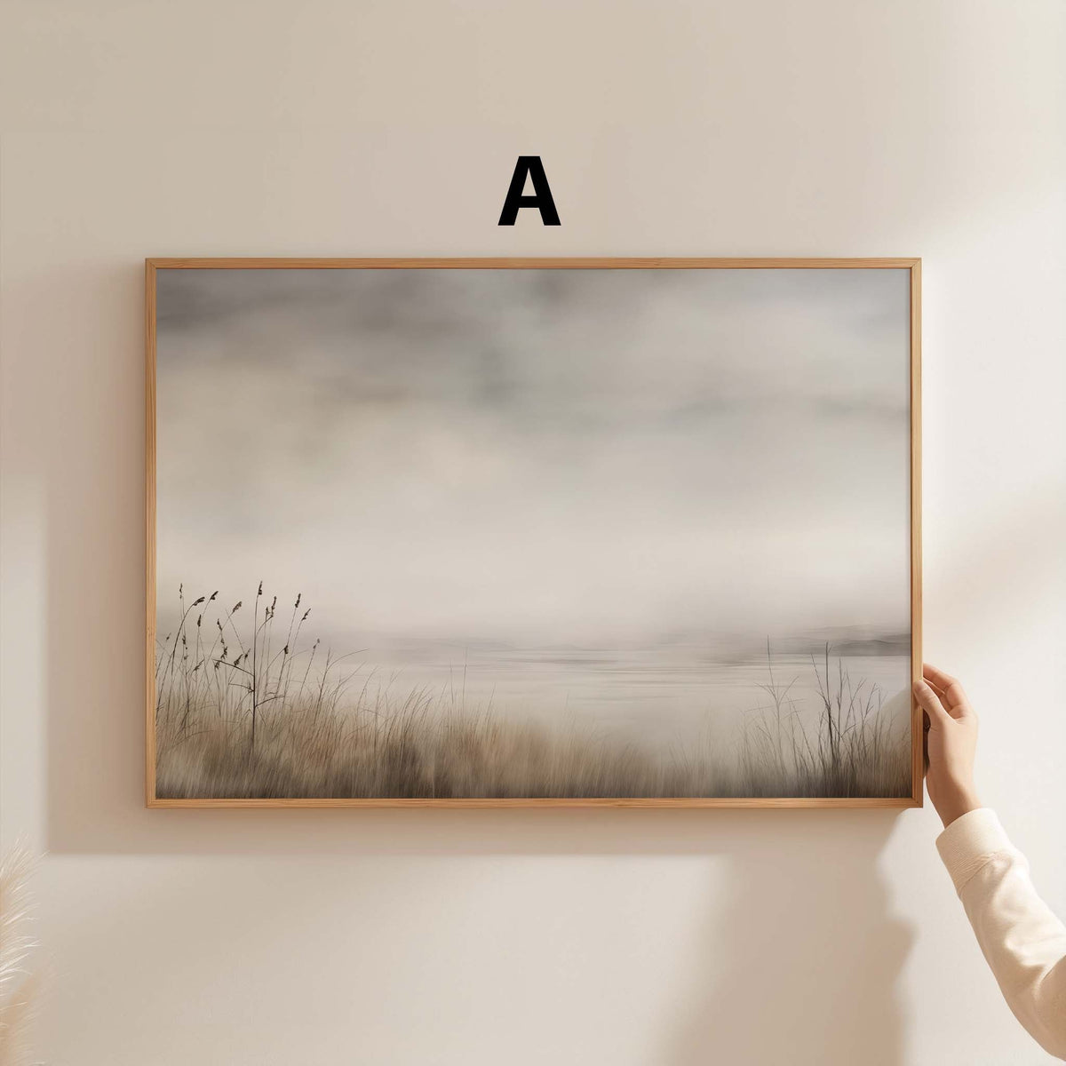 Küstenlandschaft Poster · Geschenkidee · Aquarell Strand Nebelberge Wandkunst · Print ohne Rahmen