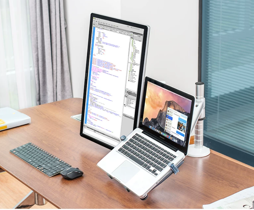 Aluminium Monitorarm & Laptop-Ständer – Doppelarm, Dual Screen