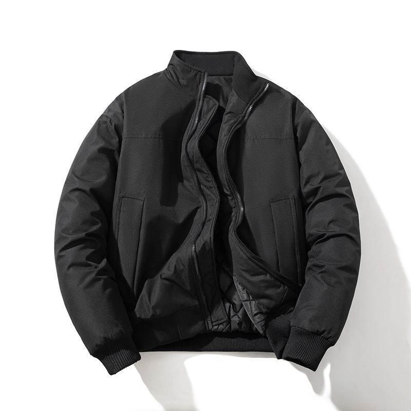 White Padded Jacket Women's Fashion Stand Collar Baseball Jacket Street Trend Unisex Couple Outerwear Men