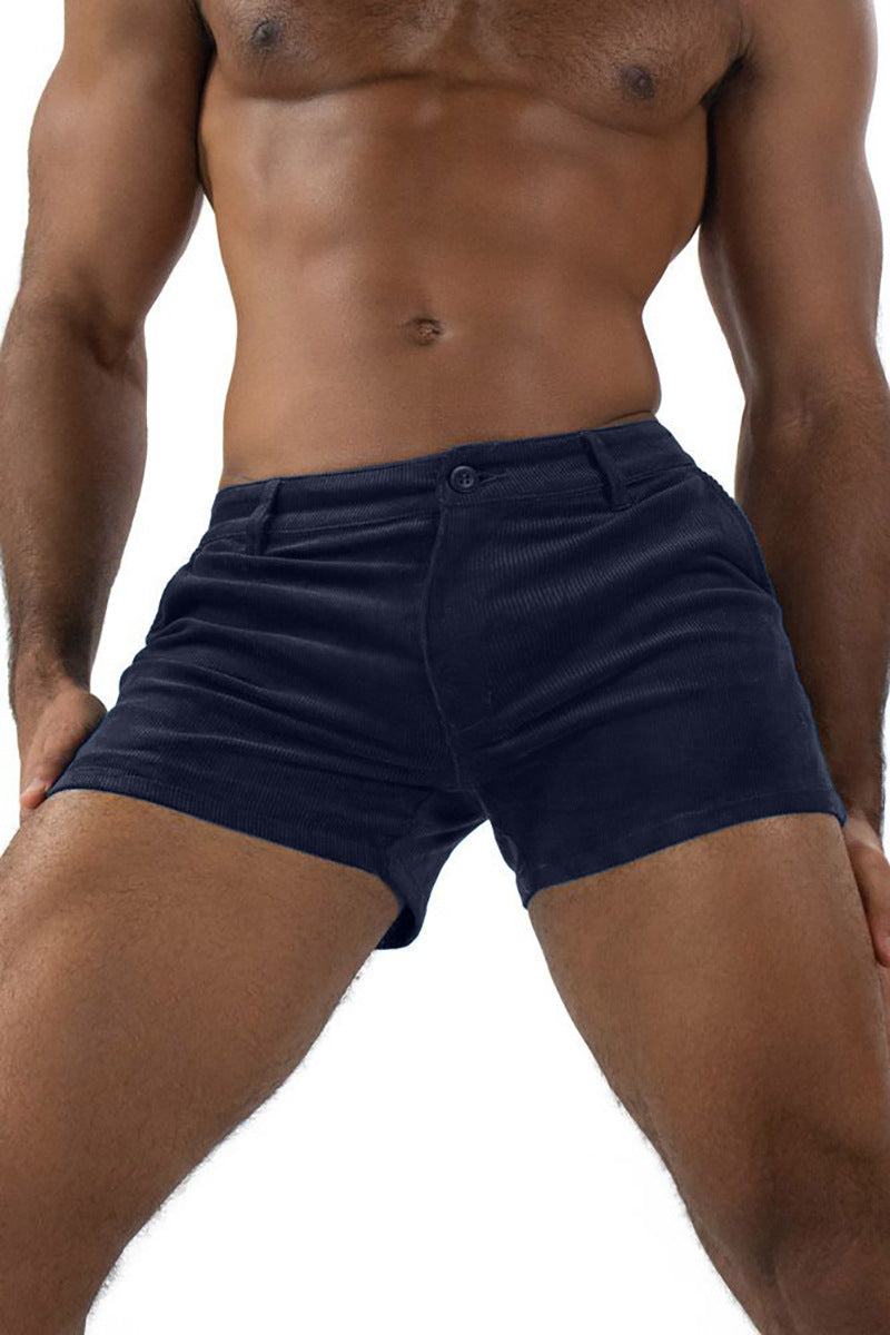 Casual Cotton Corduroy Shorts for Men with Drawstring Vintage Style Summer Fashion