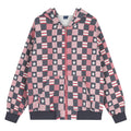 Color blocked plaid star hooded cardigan for women