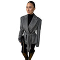 Zweireihige Woll-Jacke Damen mit Gürtel & Taschen – Mid-Length