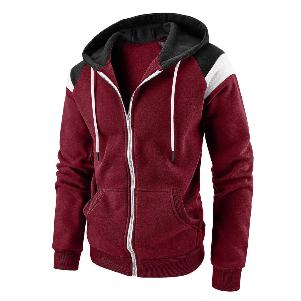 Men's Color Block Long Sleeve Hooded Casual Sweatshirt
