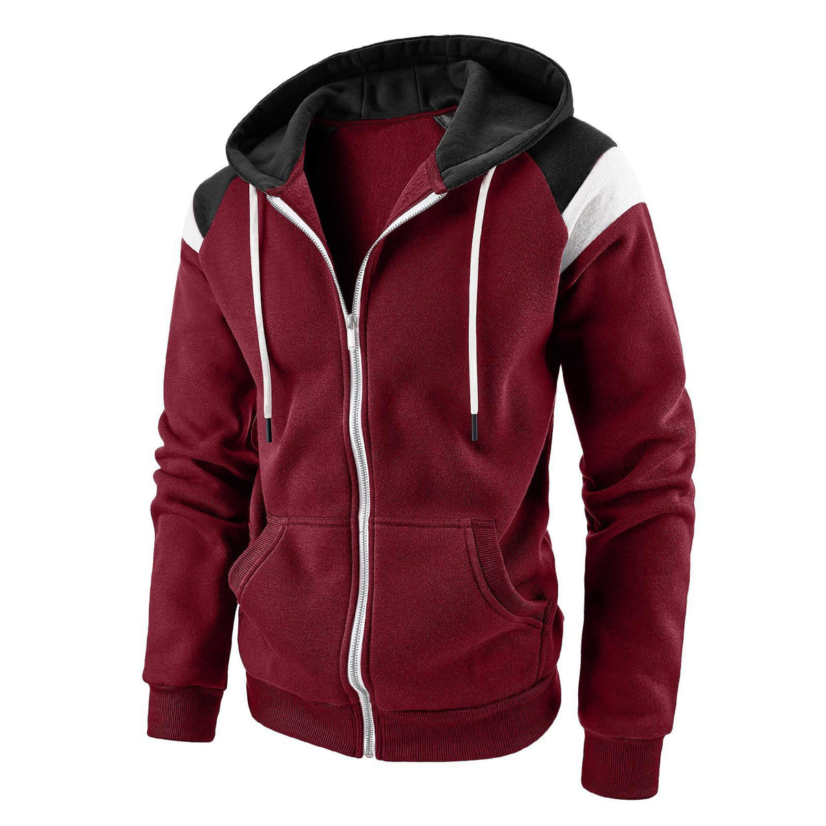 Men's Color Block Long Sleeve Hooded Casual Sweatshirt