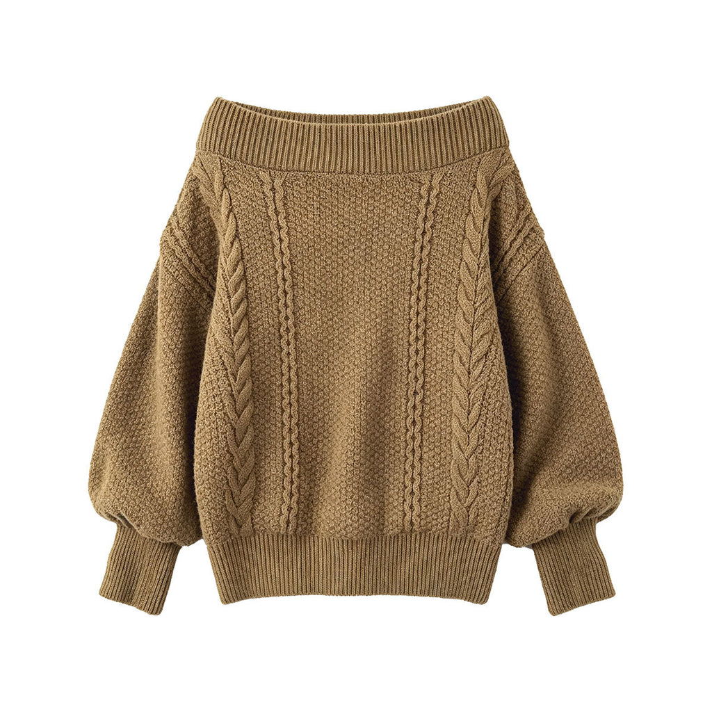Schulterfreier Strickpullover mit Schnürung – Locker & Feminin