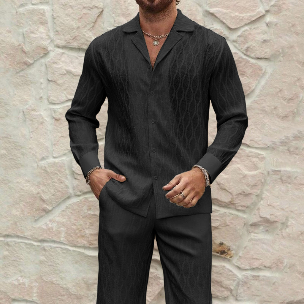 Comfortable Long Sleeve and Long Pants Sports Fashion Set for Men, Casual Autumn/Winter Outfit