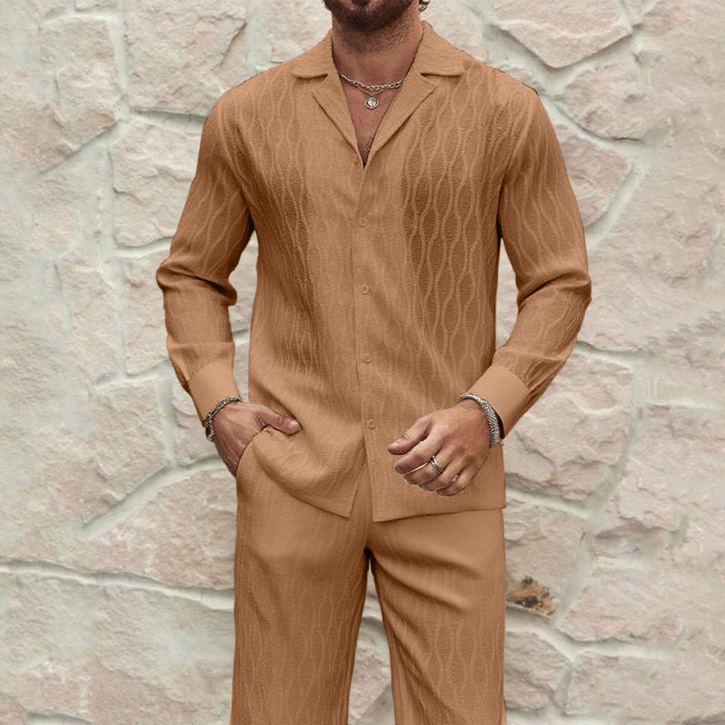 Comfortable Long Sleeve and Long Pants Sports Fashion Set for Men, Casual Autumn/Winter Outfit