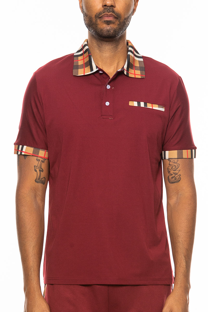 Kariertes Detail Polo – Lässiges Herren-Poloshirt mit Karo-Akzenten