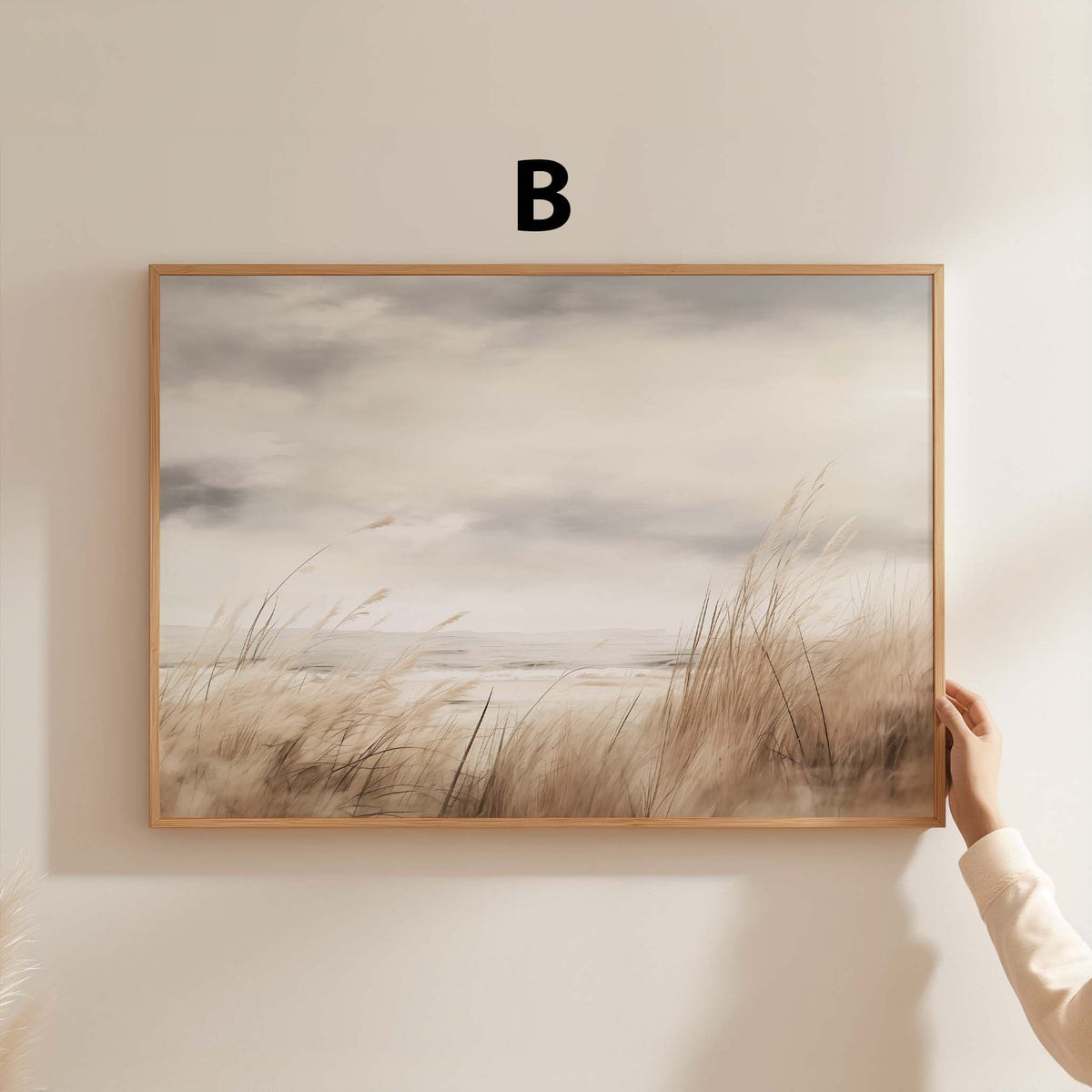 Küstenlandschaft Poster · Geschenkidee · Aquarell Strand Nebelberge Wandkunst · Print ohne Rahmen