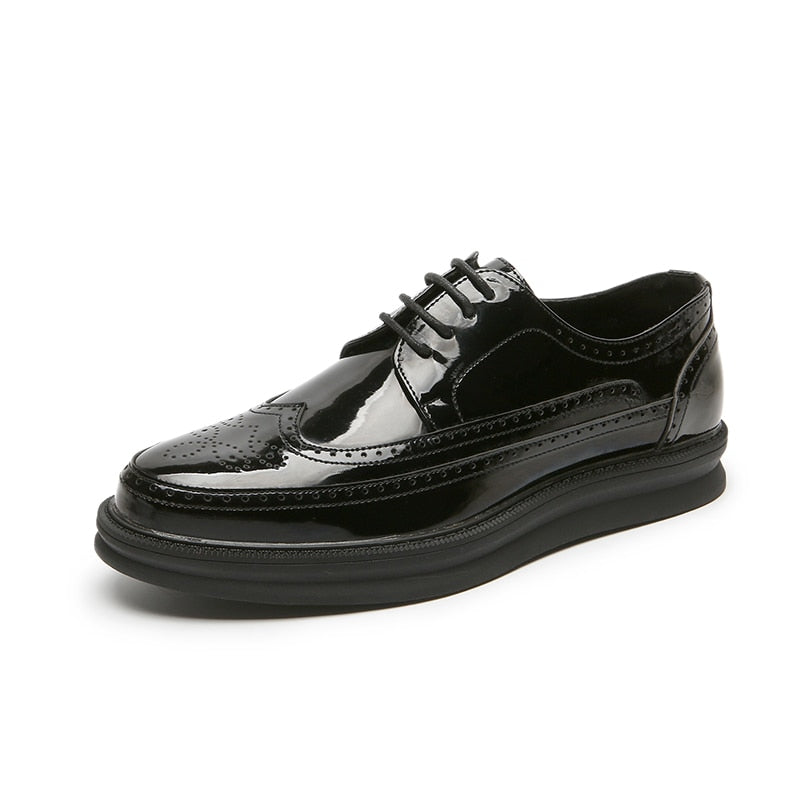 Oxford Shoes Fashion Brogue Men Leather Formal Dress Shoes Man Comfortable Office Party Footwear