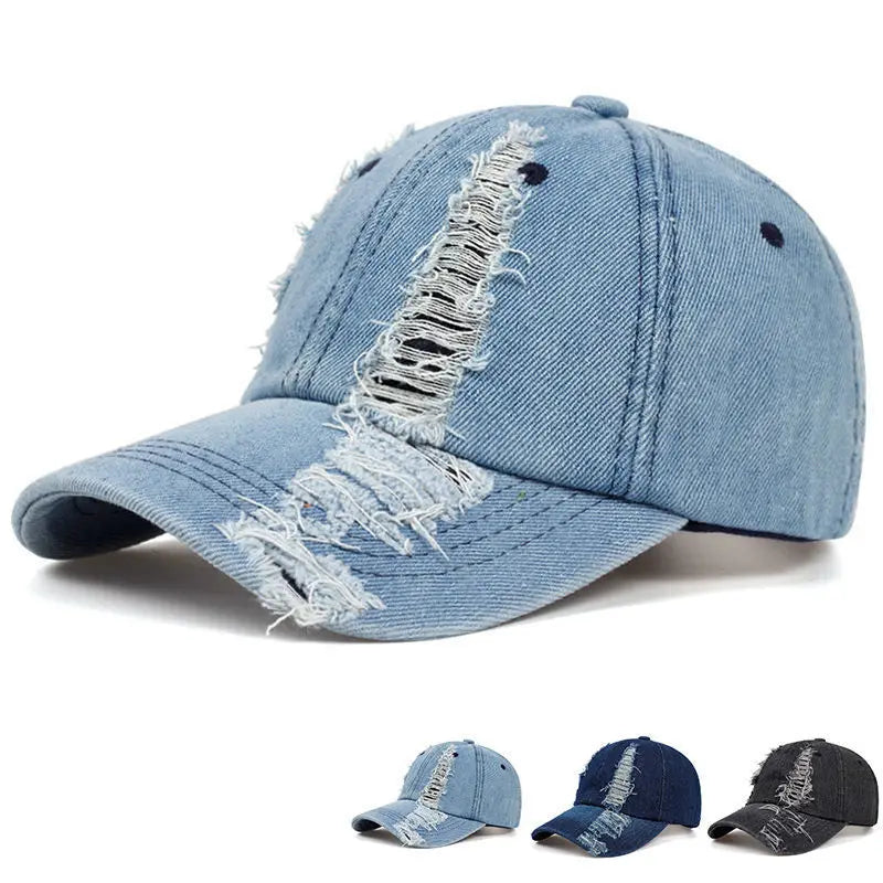 Vintage Baseball Cap – Washed Denim Distressed | Damen & Herren Dad Cap