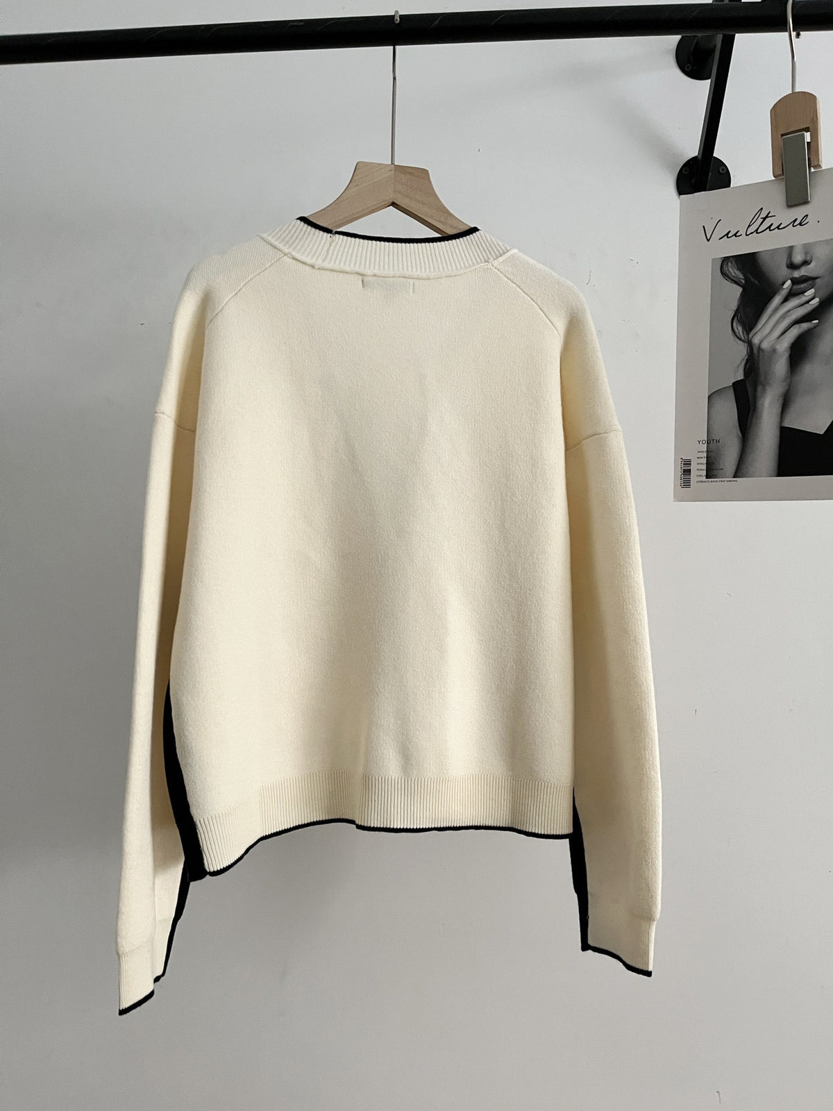Slim fit patchwork design pocket temperament knitted cardigan sweater