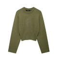 Autumn New Knitted Shirt Women's Round Neck Solid Color Loose Head Long Sleeve