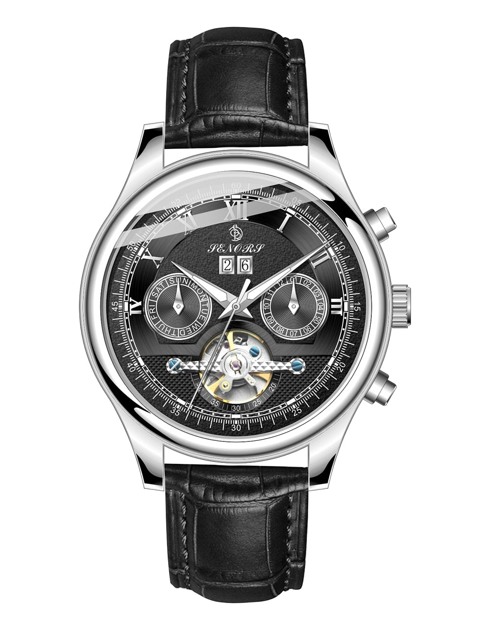 SenorsSN170 Automatische Herrenuhr – Luxus Militär Lederarmband Chronograph